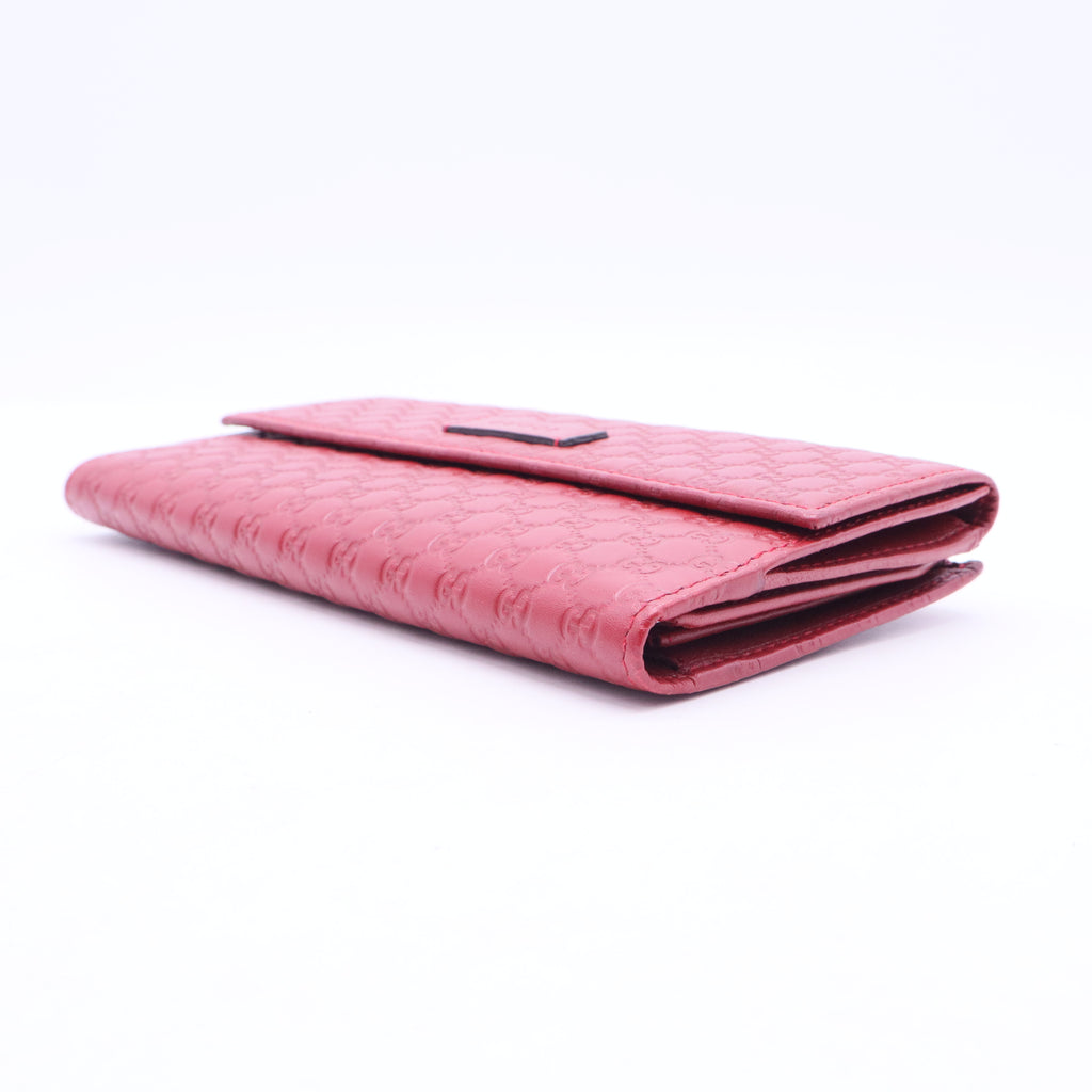 Red Microgucissima Leather Continental Flap Wallet