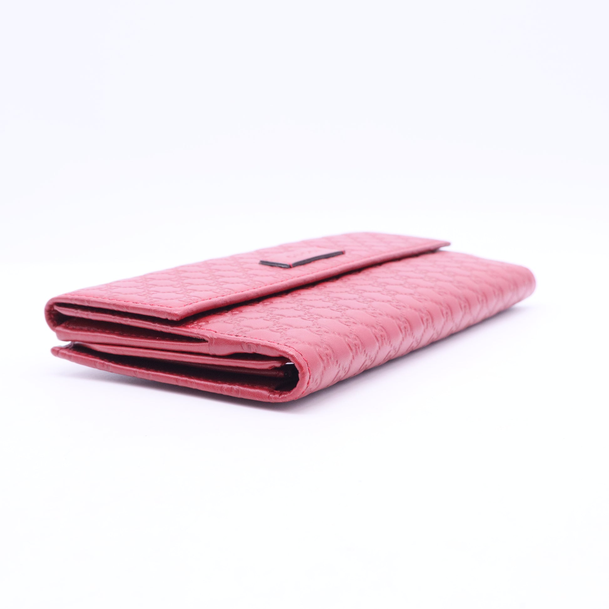 Red Microgucissima Leather Continental Flap Wallet