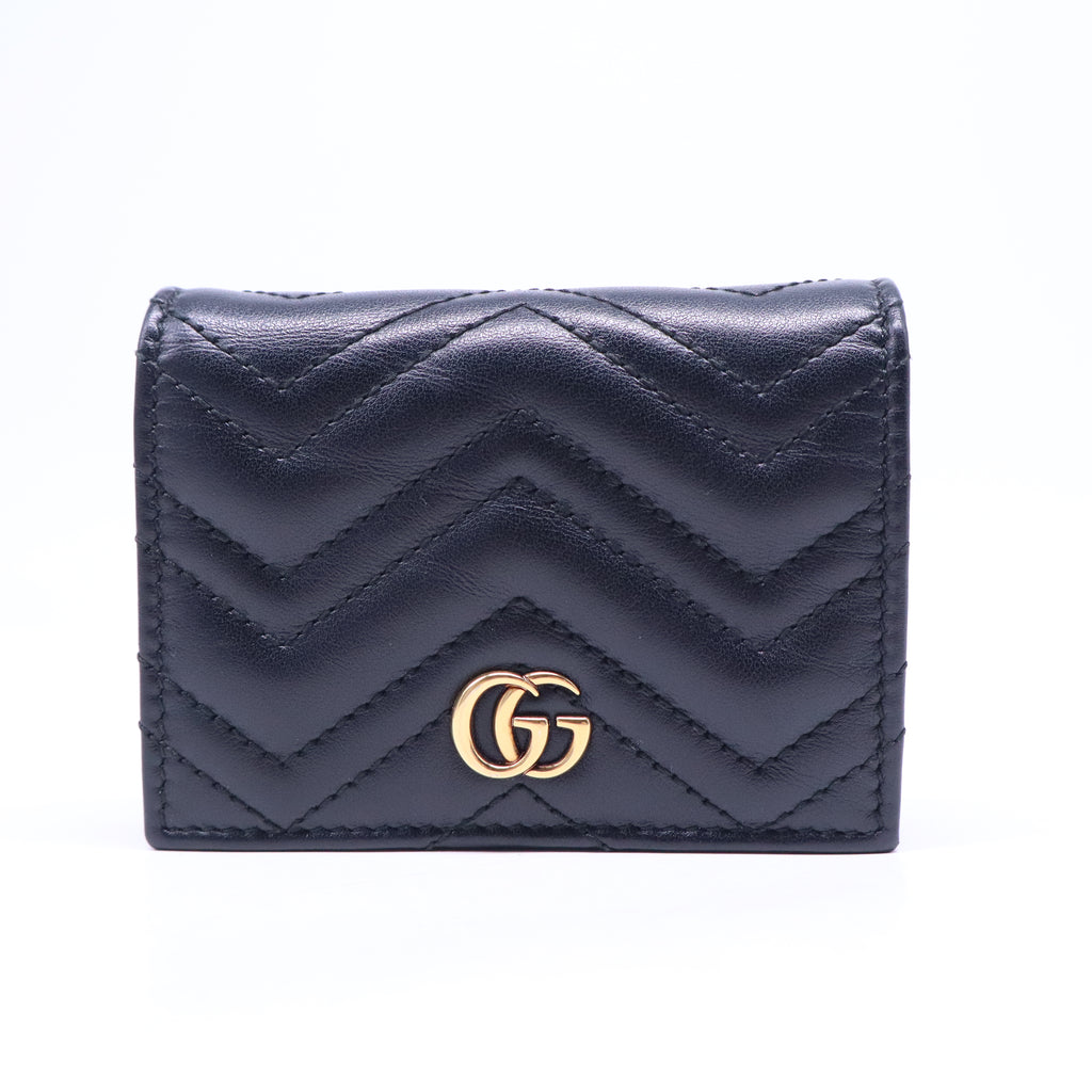 Black Matelassé Leather GG Marmont Card Case W21008