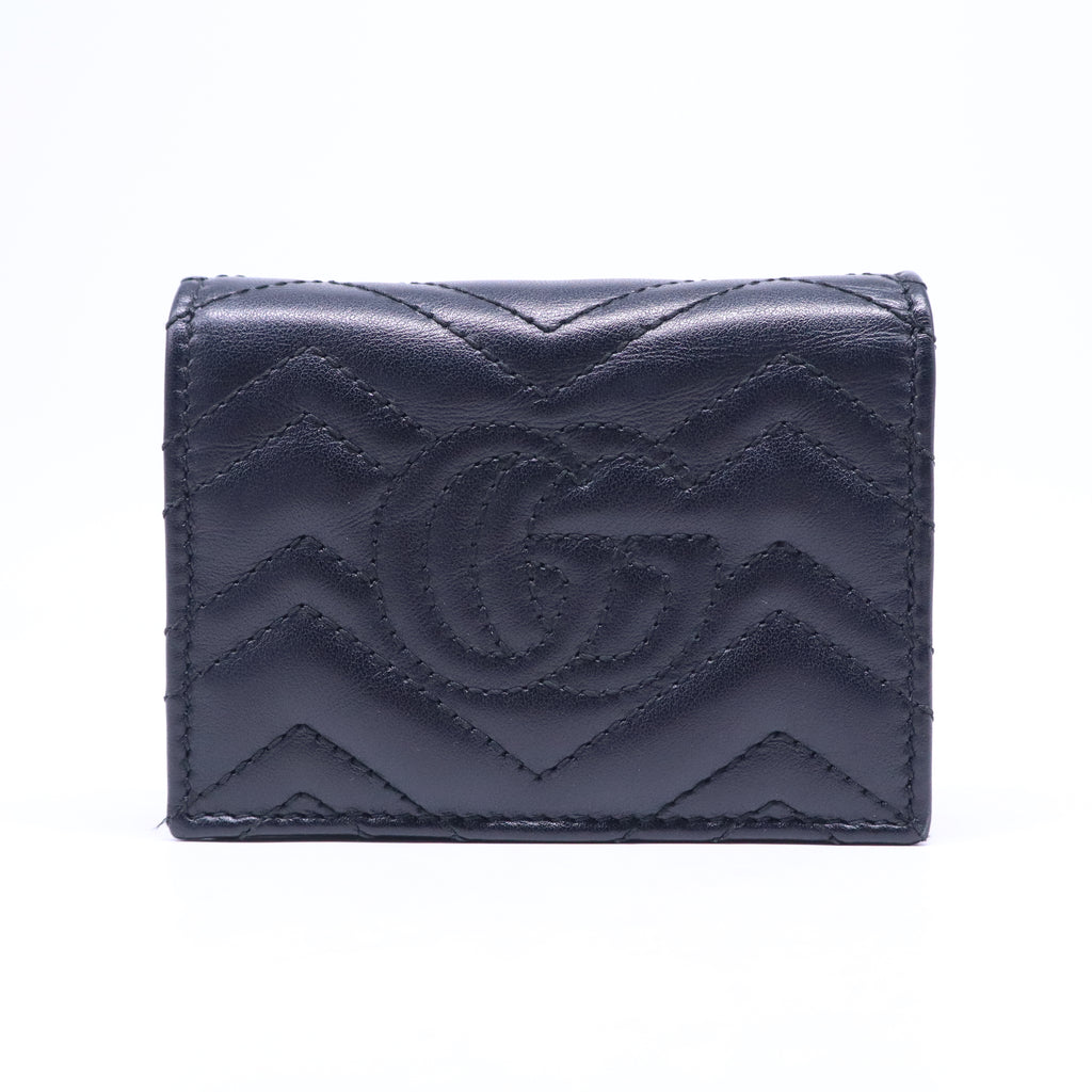 Black Matelassé Leather GG Marmont Card Case W21008