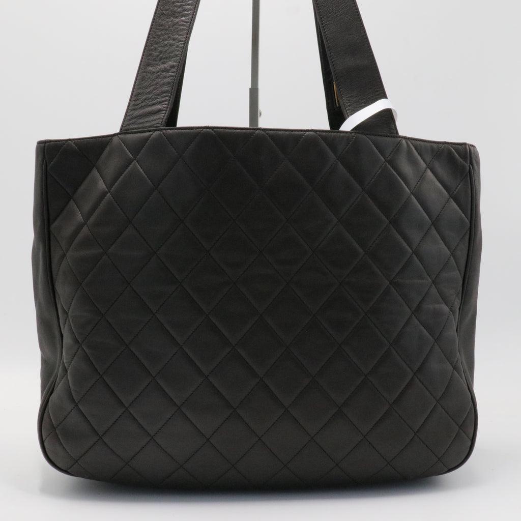 Black CC Quilted Lambskin Tote Leather Bag