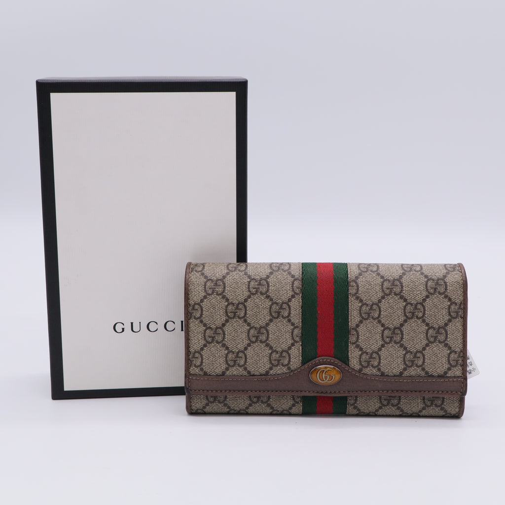 Ophidia Wallet on Chain GG Coated Canvas with Leather Twins LDJ3241