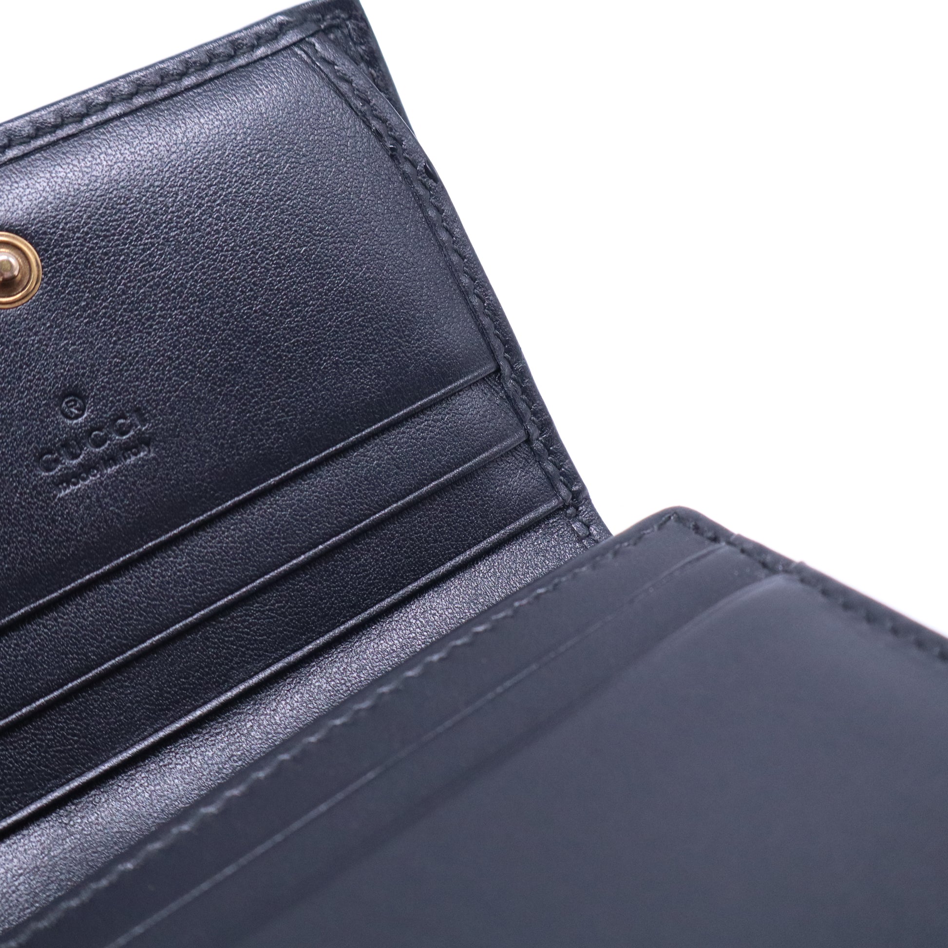 Black Matelassé Leather GG Marmont Card Case W21008