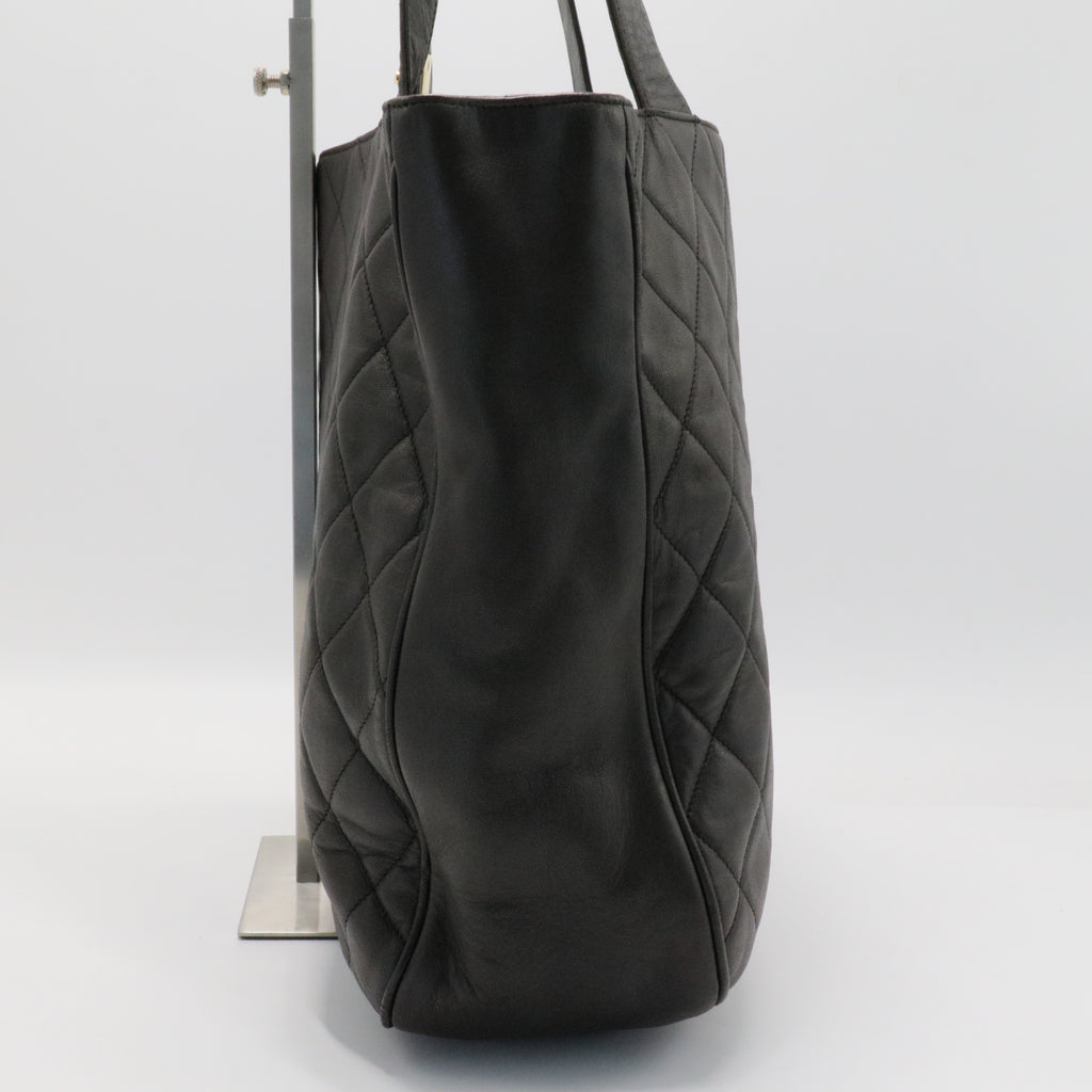 Black CC Quilted Lambskin Tote Leather Bag