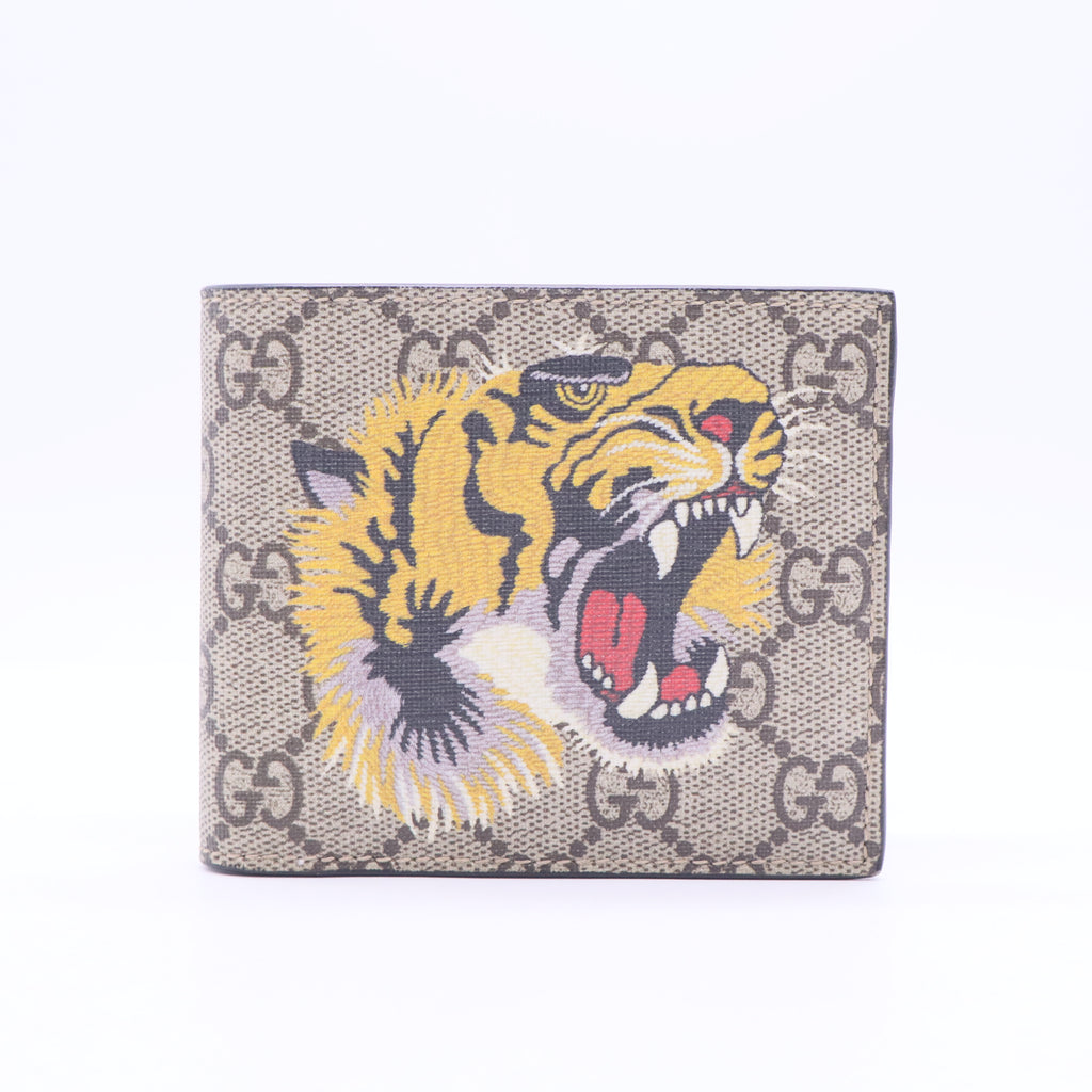 GG Supreme Monogram Selleria Calfskin Tiger Nice Bi-Fold Wallet W11300