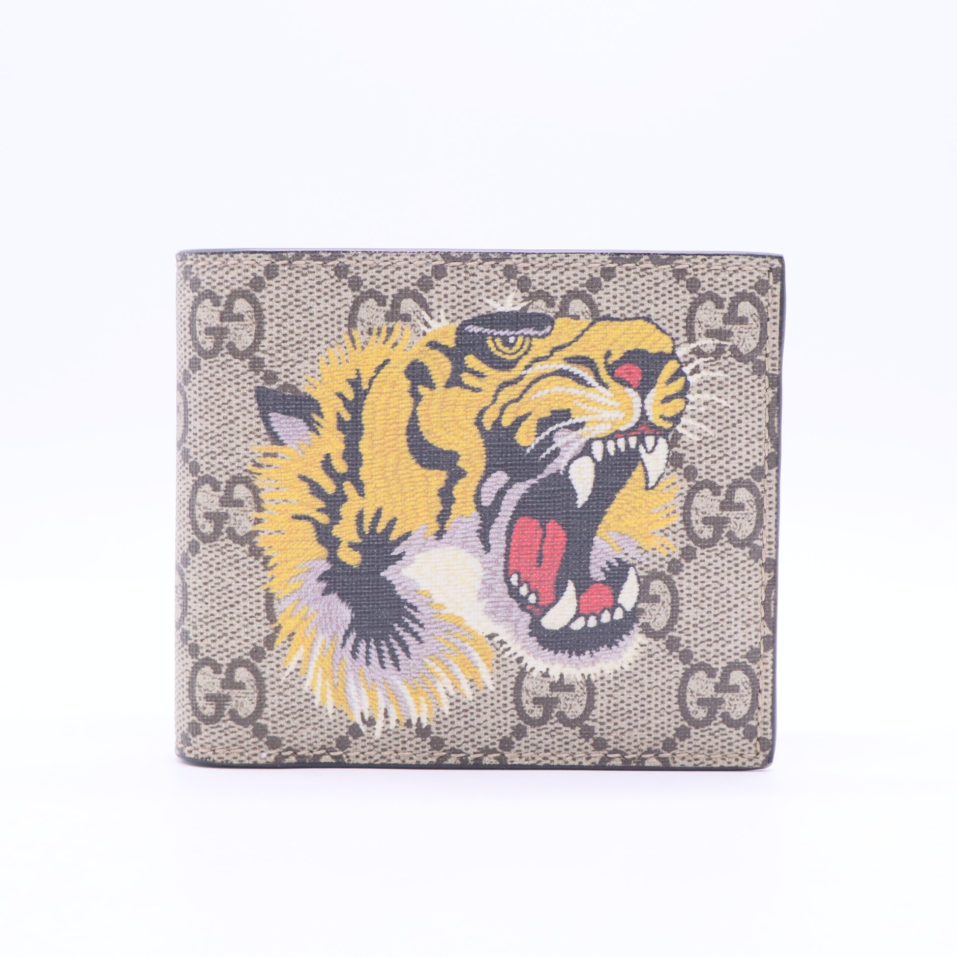 GG Supreme Monogram Selleria Calfskin Tiger Nice Bi-Fold Wallet W11300