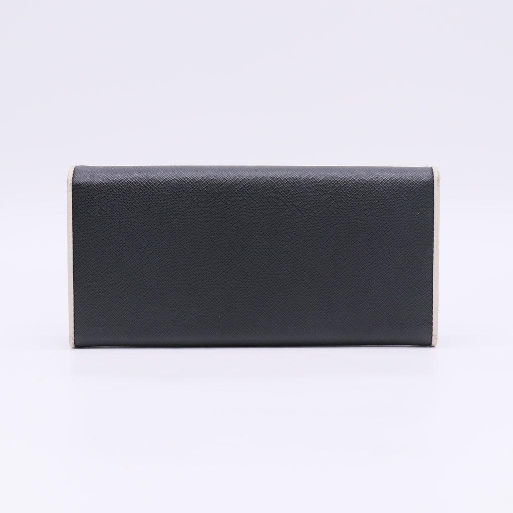 Prada Saffiano Metal Bar Continental Flap Wallet W22879