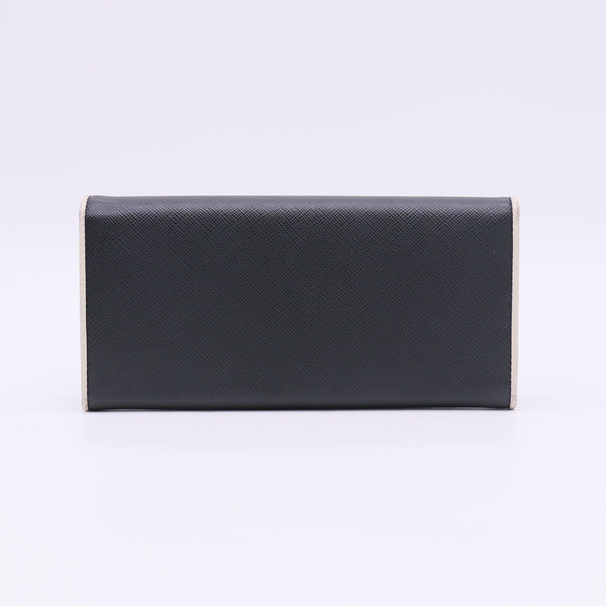 Prada Saffiano Metal Bar Continental Flap Wallet W22879