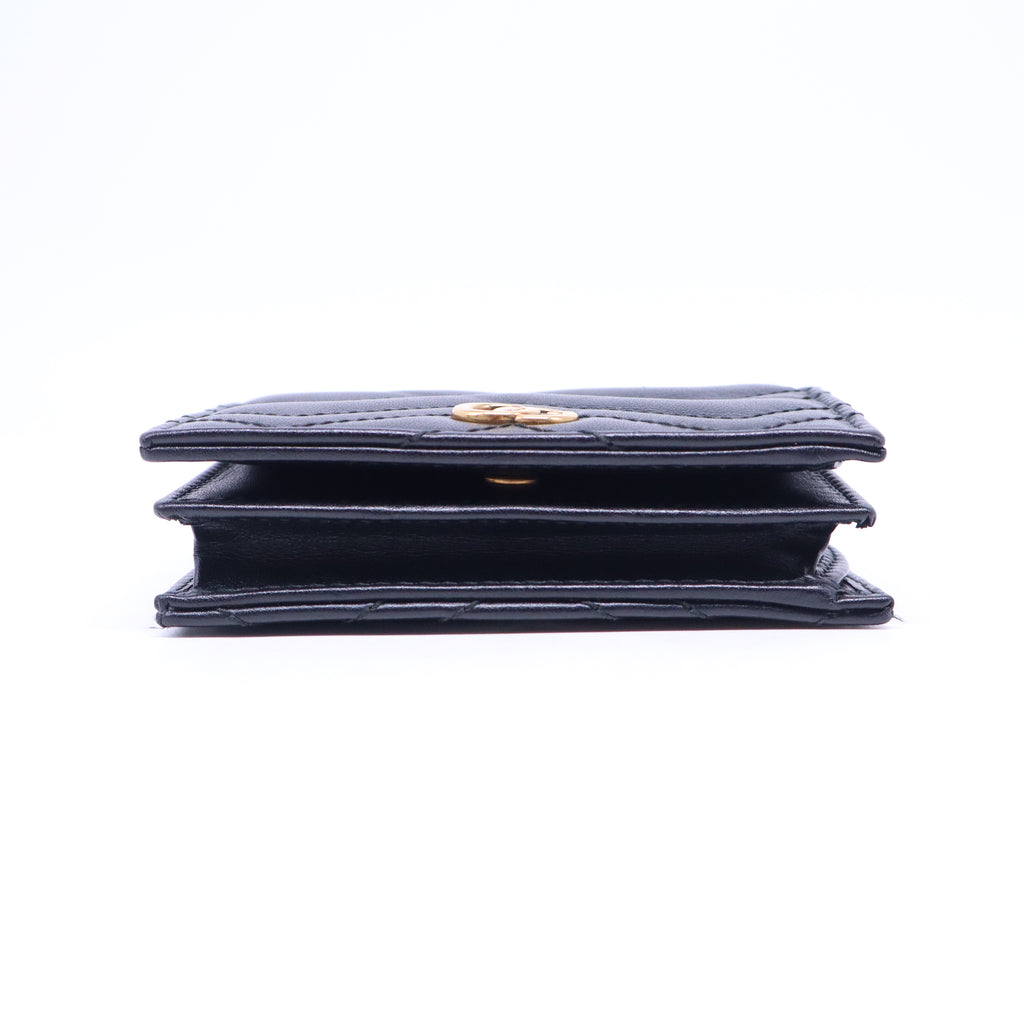 Black Matelassé Leather GG Marmont Card Case W21008
