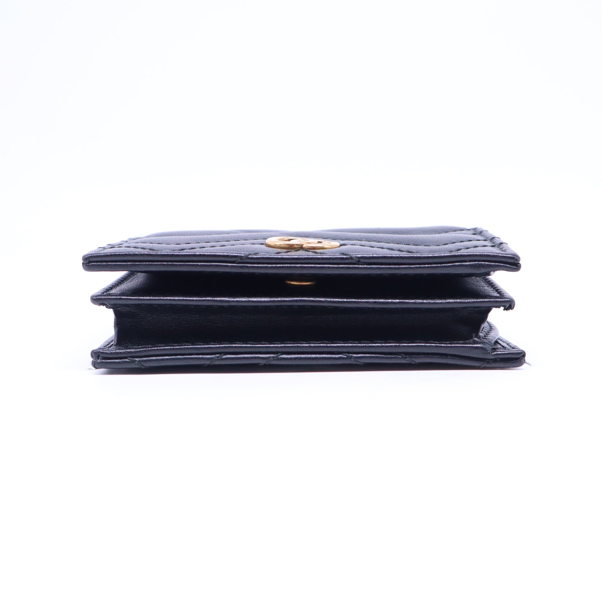 Black Matelassé Leather GG Marmont Card Case W21008