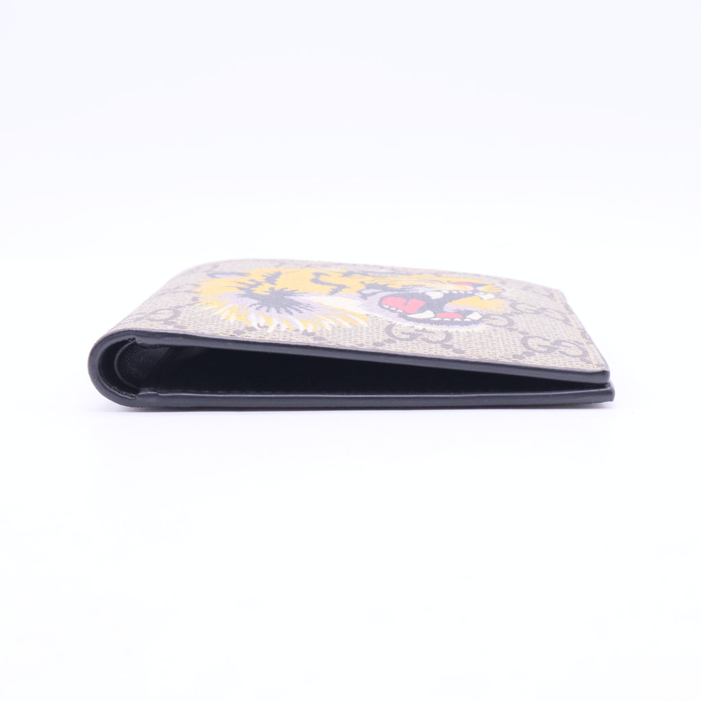 GG Supreme Monogram Selleria Calfskin Tiger Nice Bi-Fold Wallet W11300