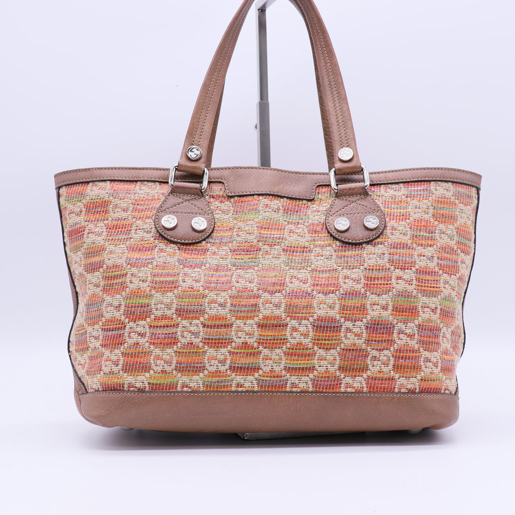 Sunset Tote Straw Libeccio GG Canvas B20897