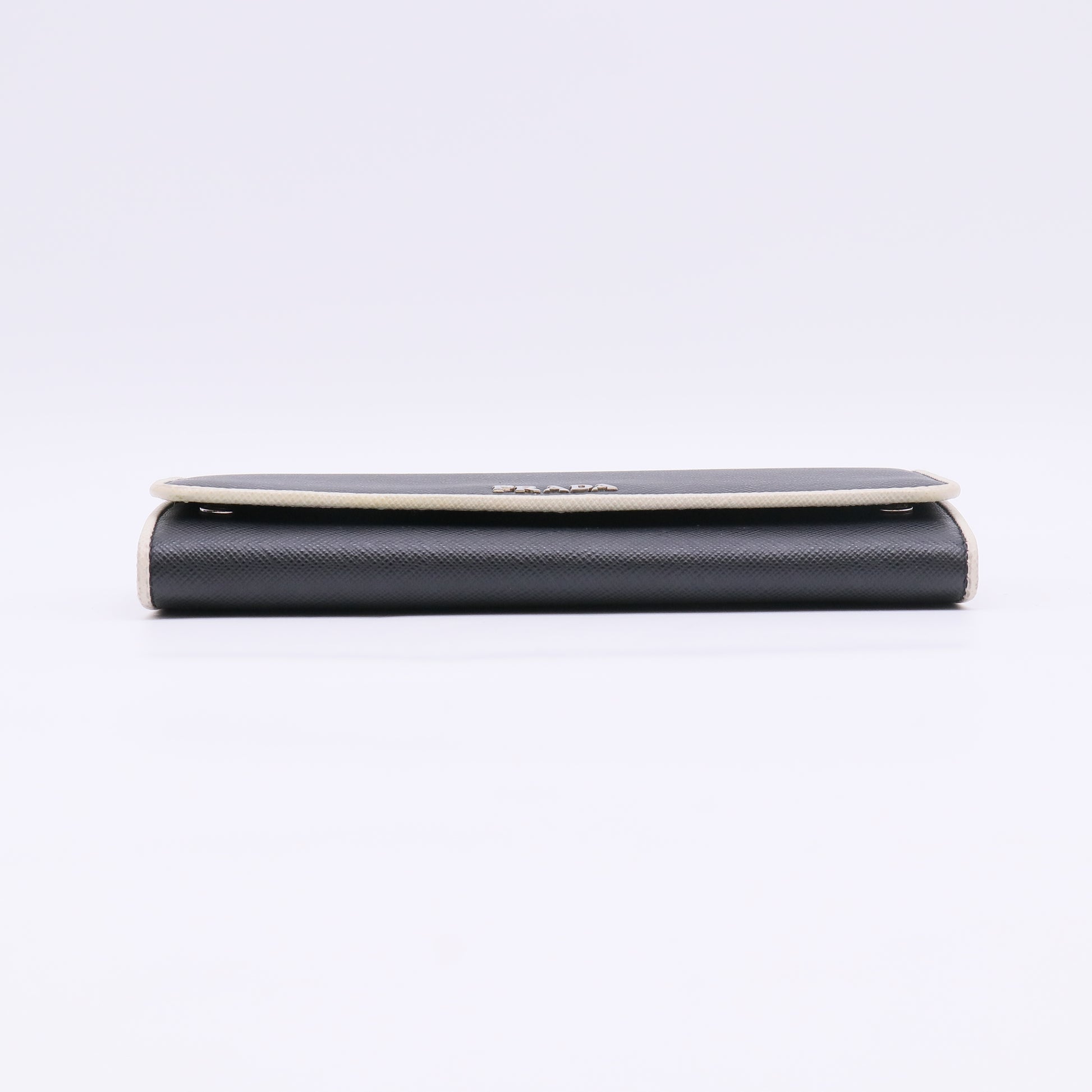 Prada Saffiano Metal Bar Continental Flap Wallet W22879
