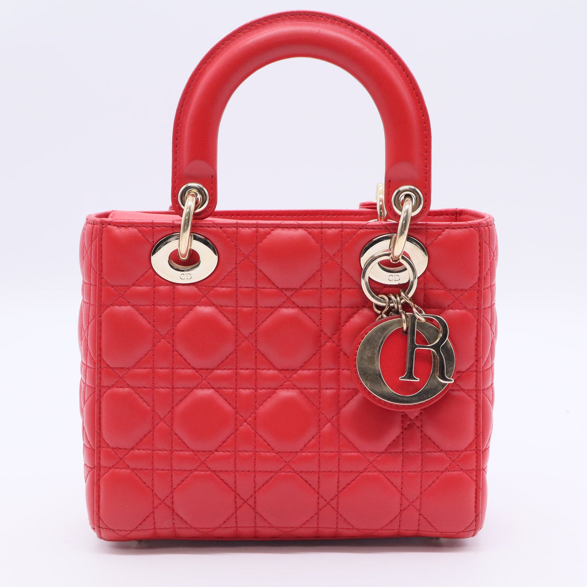 Christian Dior Red Color Lady Dior Lambskin Leather Satchel Bag Twins LDJ3243