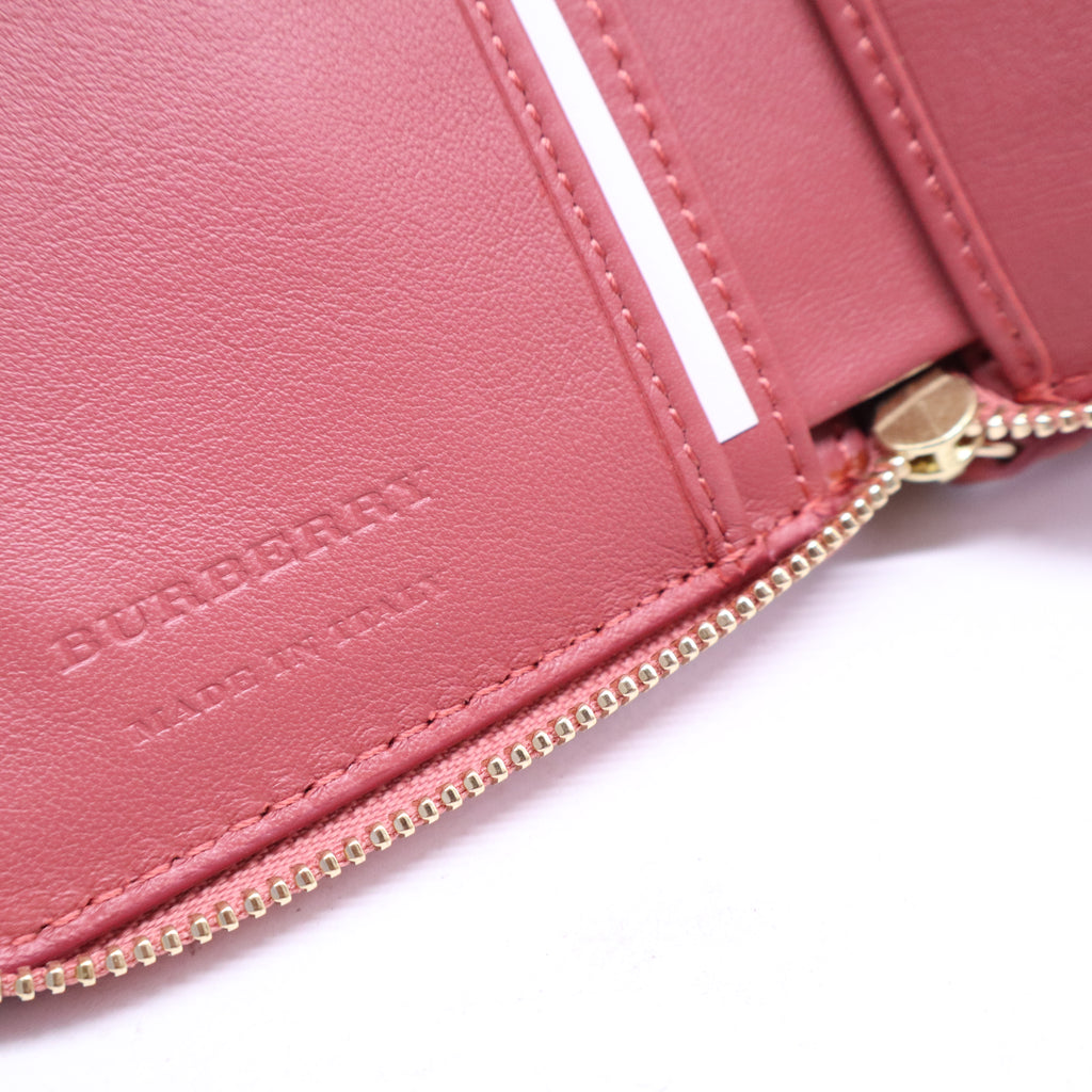 Haymarket Check Leather Zip Around Wallet Red W21011
