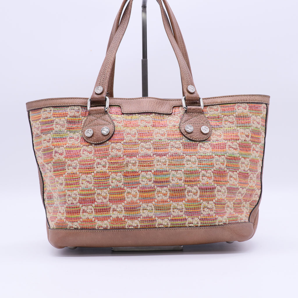 Sunset Tote Straw Libeccio GG Canvas B20897