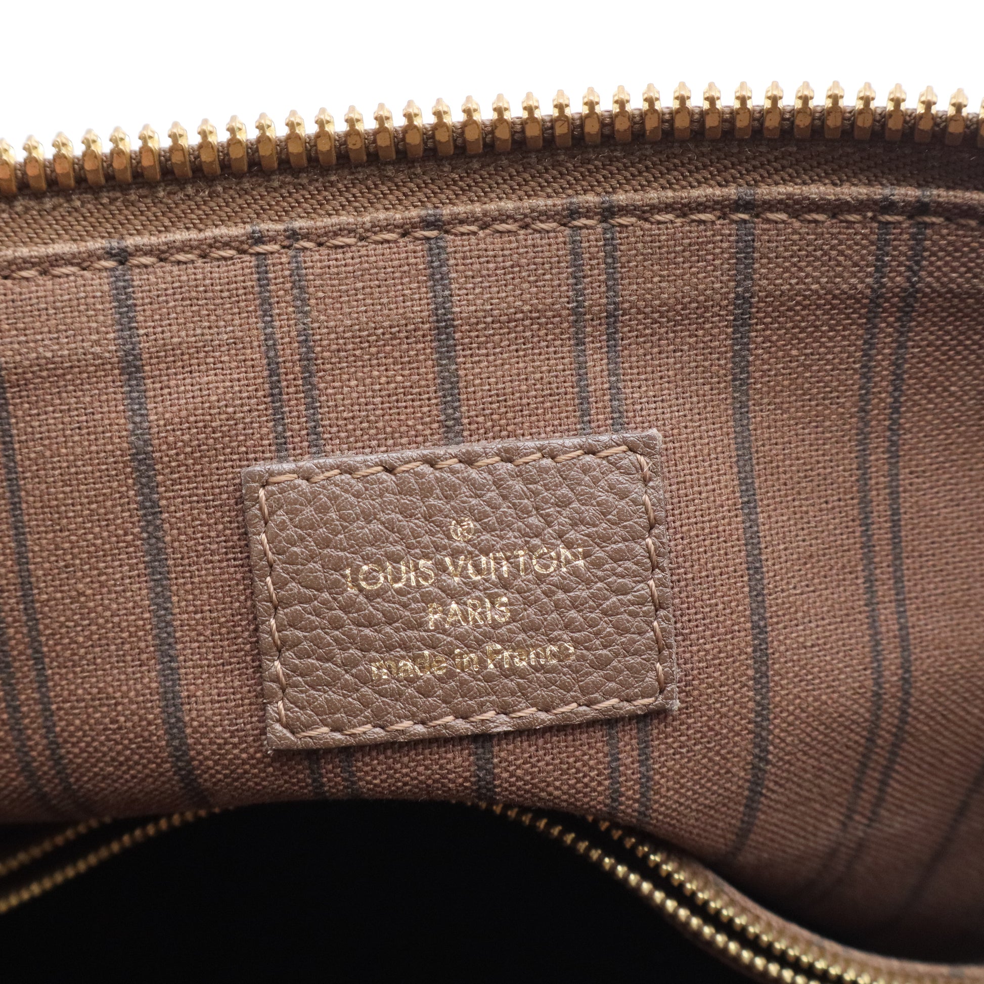 Louis Vuitton Pallas Chain Tote Monogram Empreinte Leather Bag Taupe Twins