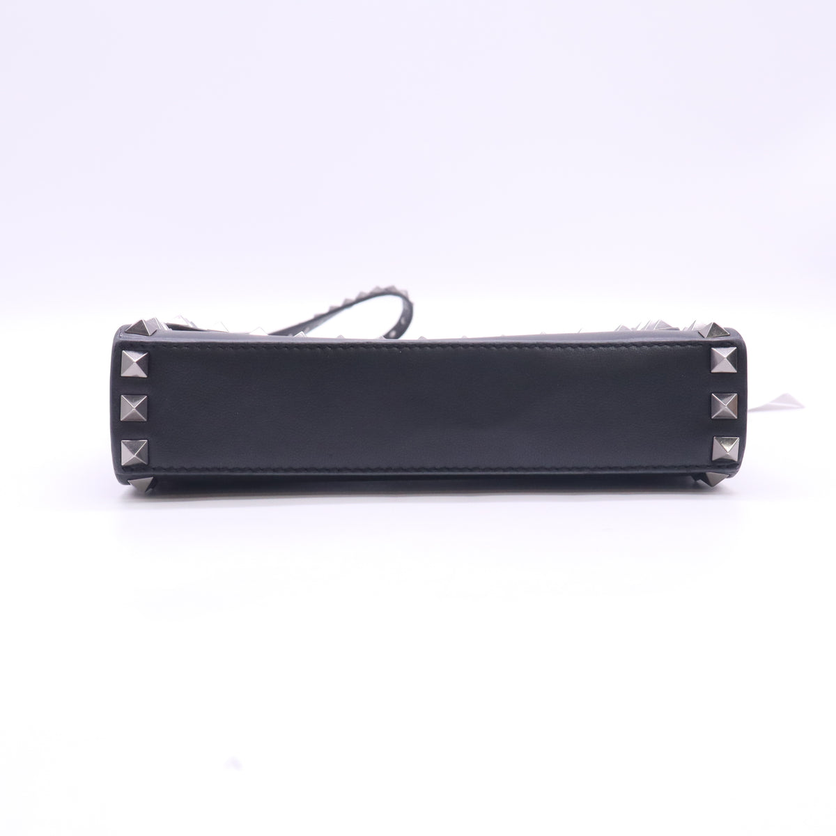 Black Leather Rockstud Flap Crossbody Bag B24195
