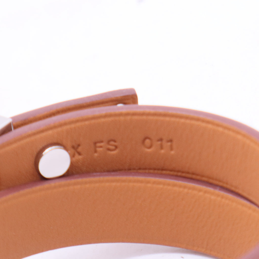 Hermes Mini Dog Leather Palladium Plated Wrap Bracelet W11323