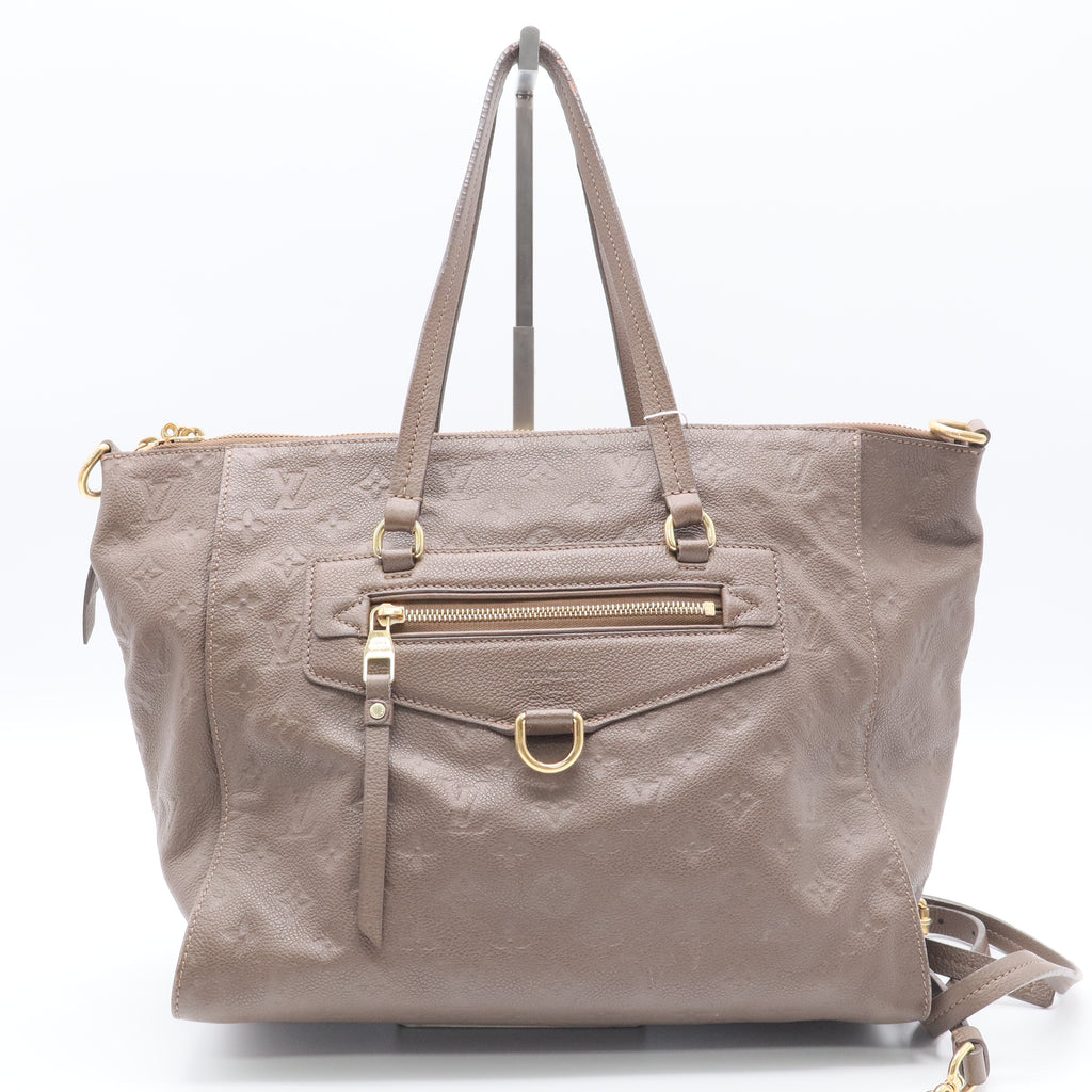 Louis Vuitton Pallas Chain Tote Monogram Empreinte Leather Bag Taupe Twins