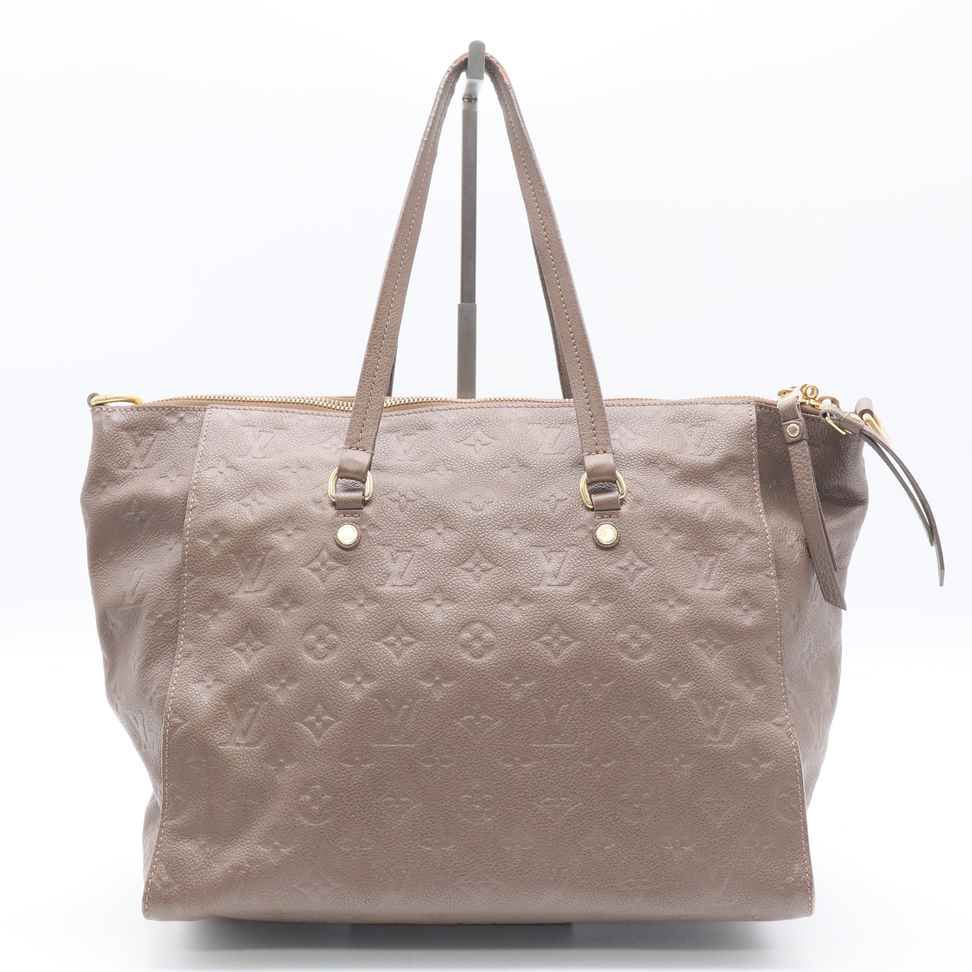 Louis Vuitton Pallas Chain Tote Monogram Empreinte Leather Bag Taupe Twins