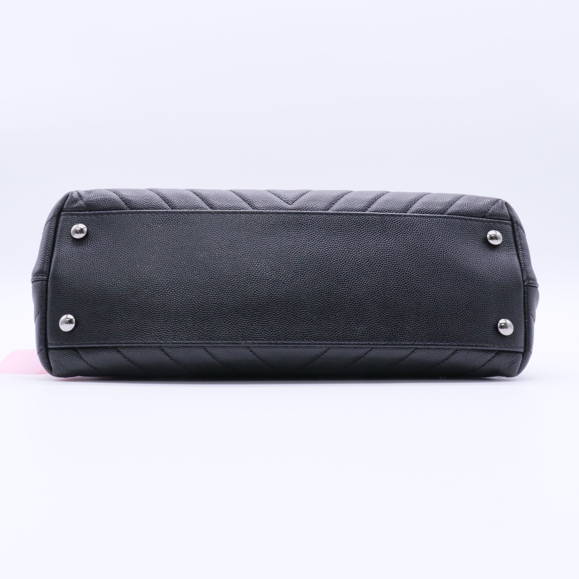 Black Chevron Quilted Caviar Leather Small Coco Handle Bag twins