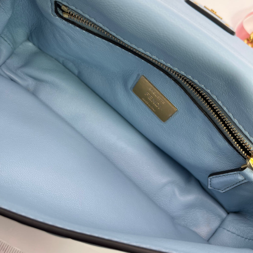 Midi Baguette Chain Bag Zucca Embossed Leather Medium twins