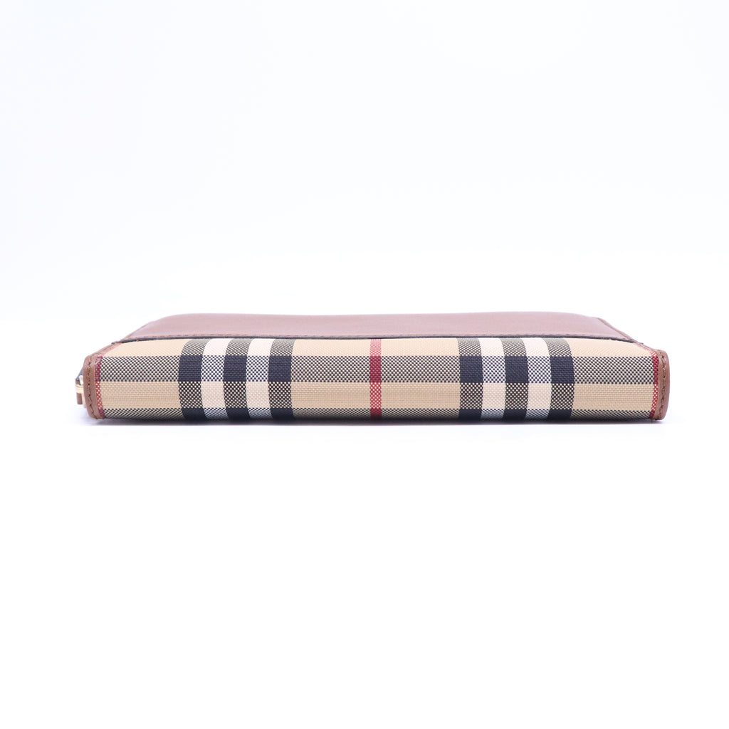 Beige House Checked PVC Zip Around Wallet W21010