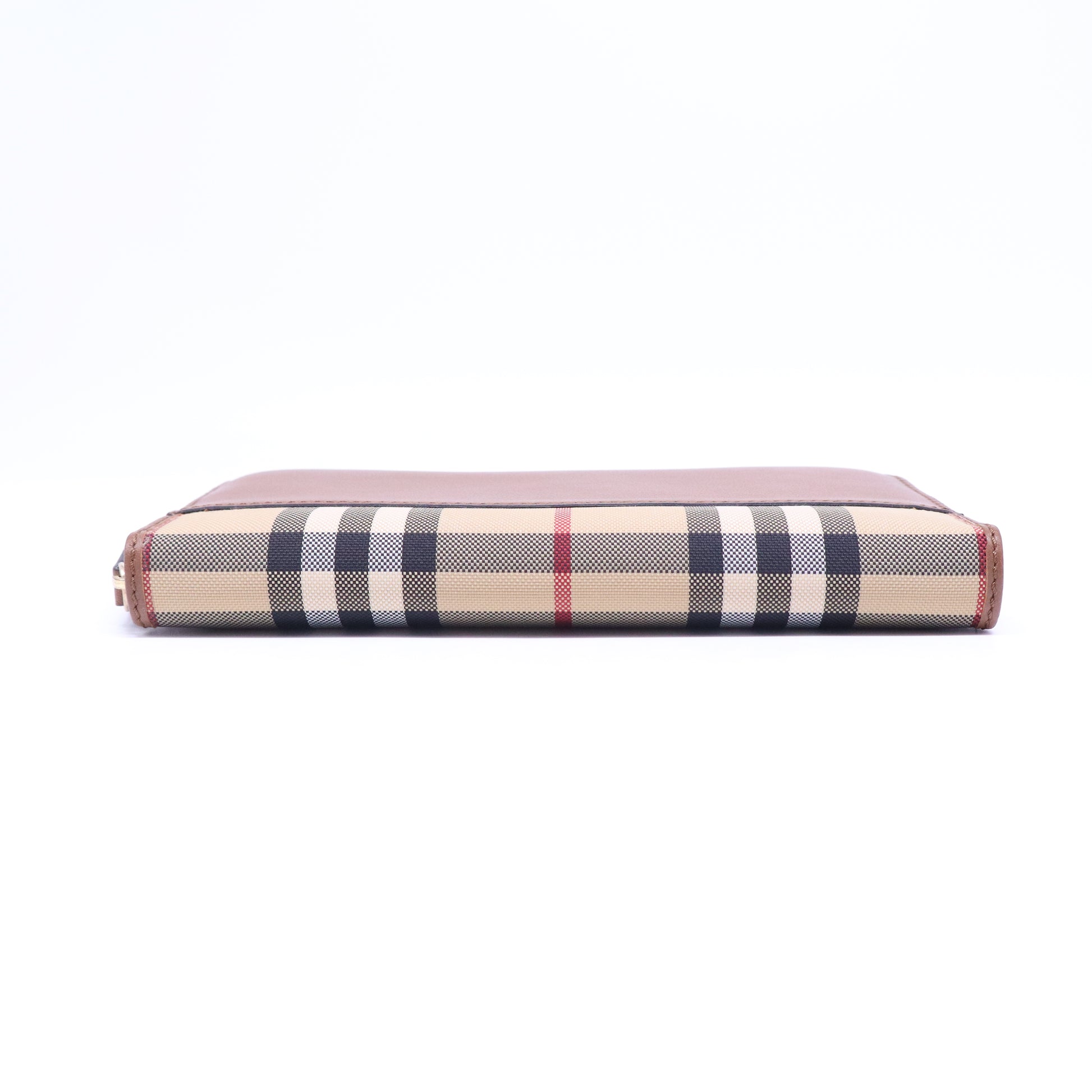 Beige House Checked PVC Zip Around Wallet W21010