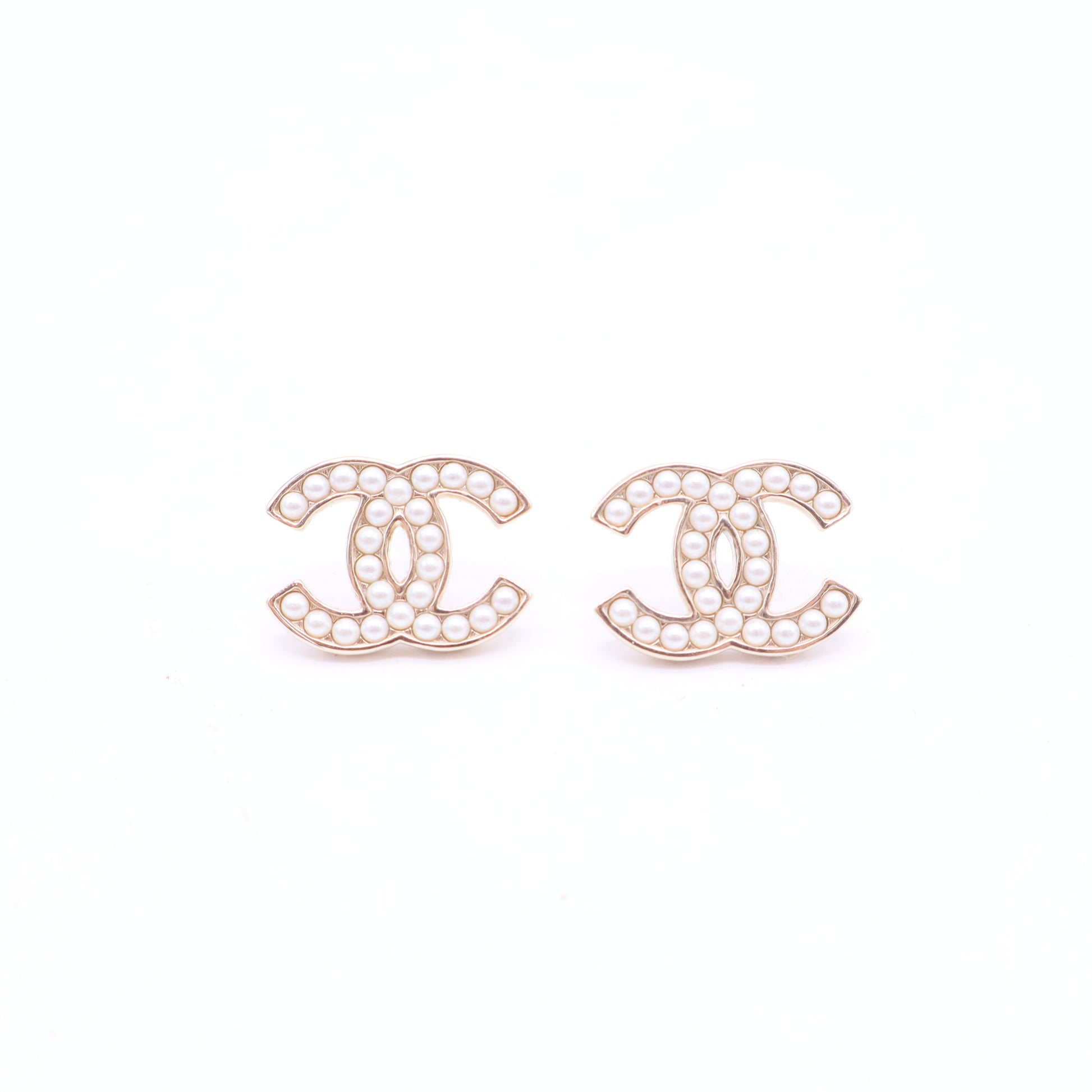 Crystal Pearl CC Logo Earrings