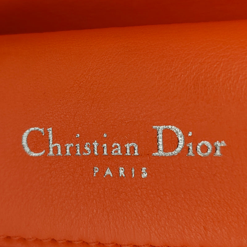 Patent Smooth Calfskin Mini Be Dior Flap Orange Light Blue