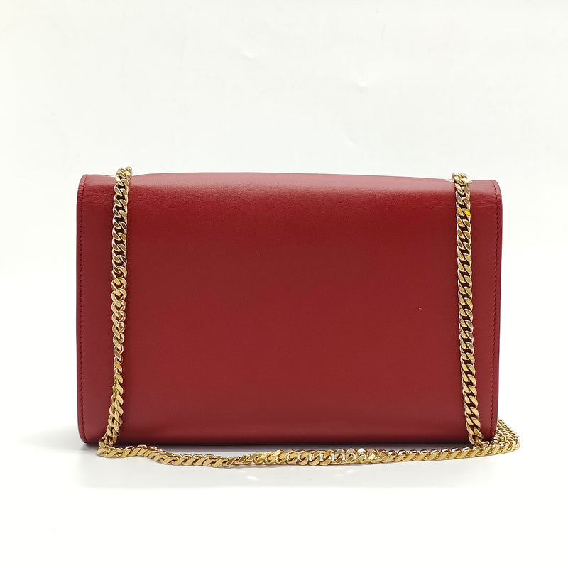 Smooth Calfskin Medium Classic Monogram Kate Tassel Satchel Lipstick Red