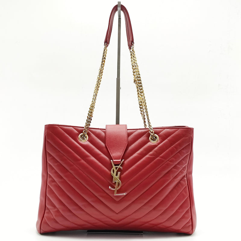 Classic Monogram Shopper Matelasse Chevron Leather Large