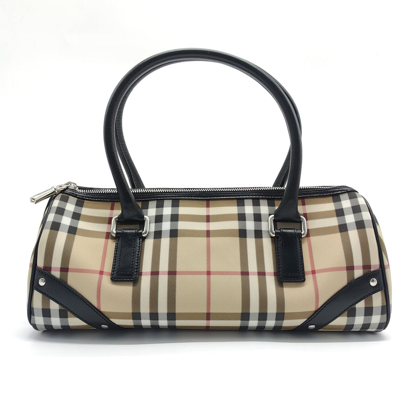 London Check Leather  Top Handle Bag