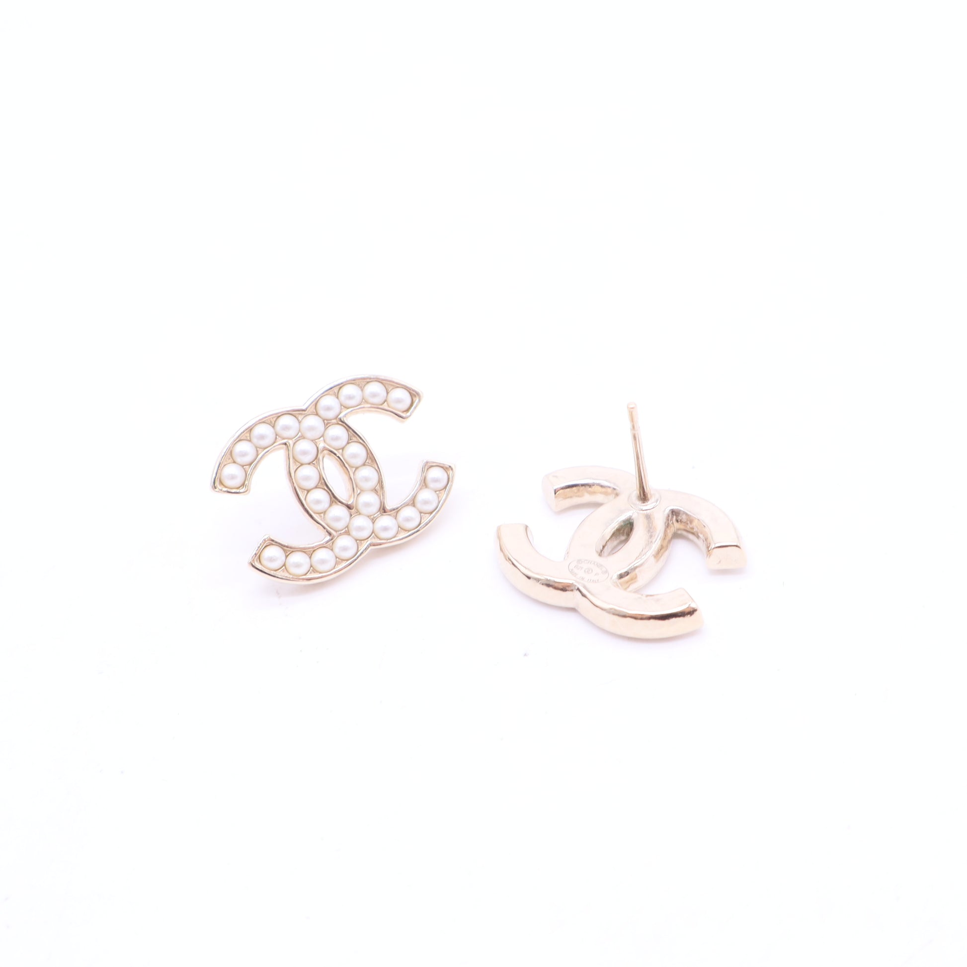 Crystal Pearl CC Logo Earrings
