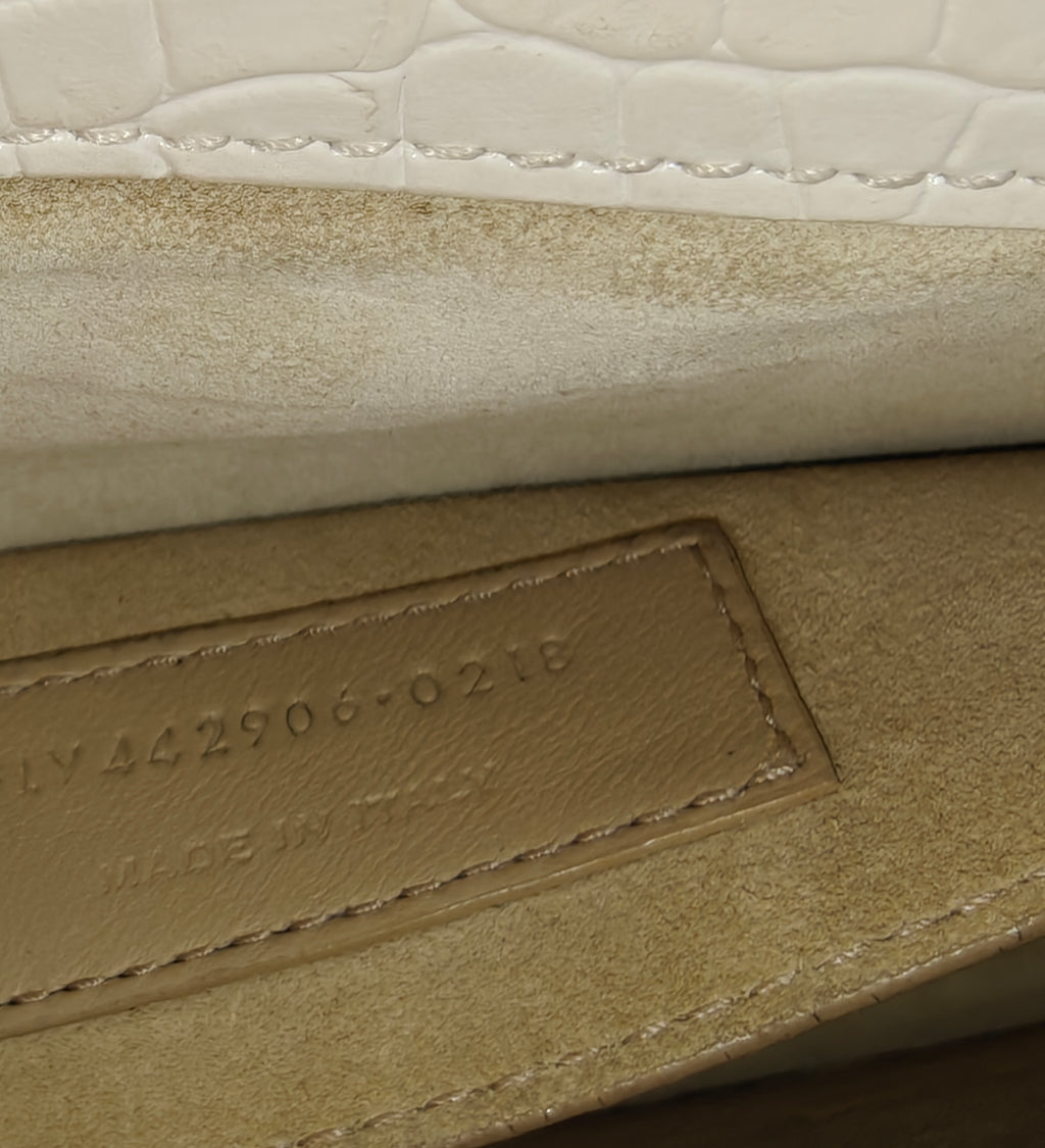 Sunset Crossbody Bag Crocodile Embossed Leather Medium White