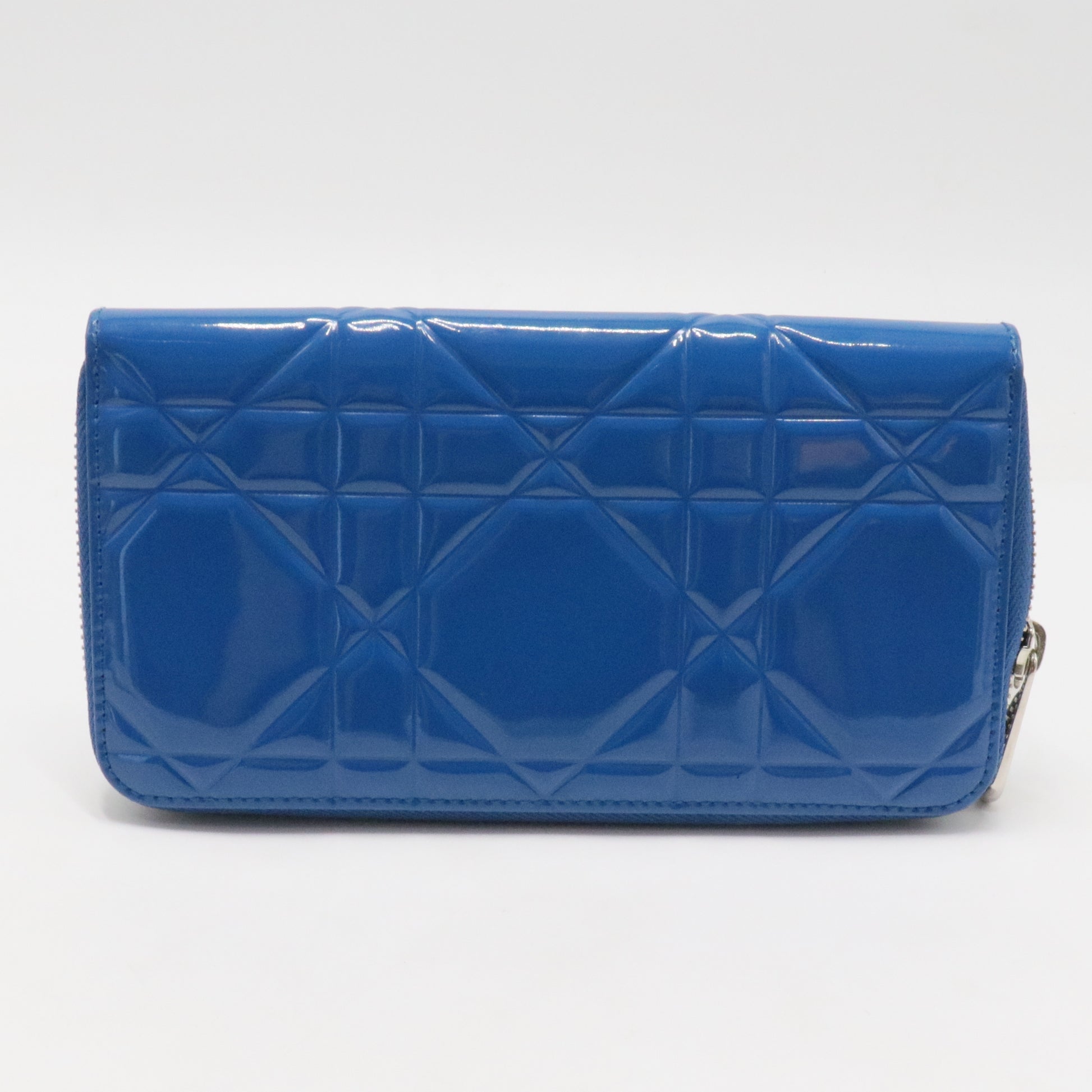 Lady Dior Zip Around Wallet Cannage Quilt Patent Long