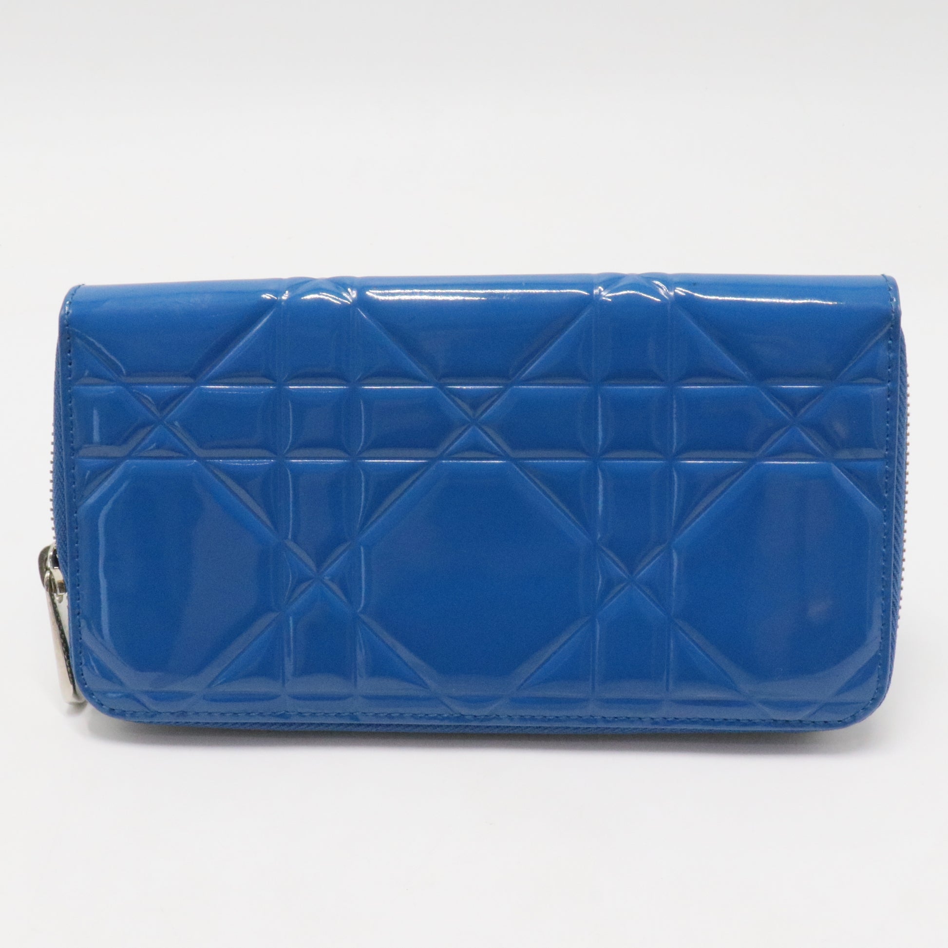 Lady Dior Zip Around Wallet Cannage Quilt Patent Long