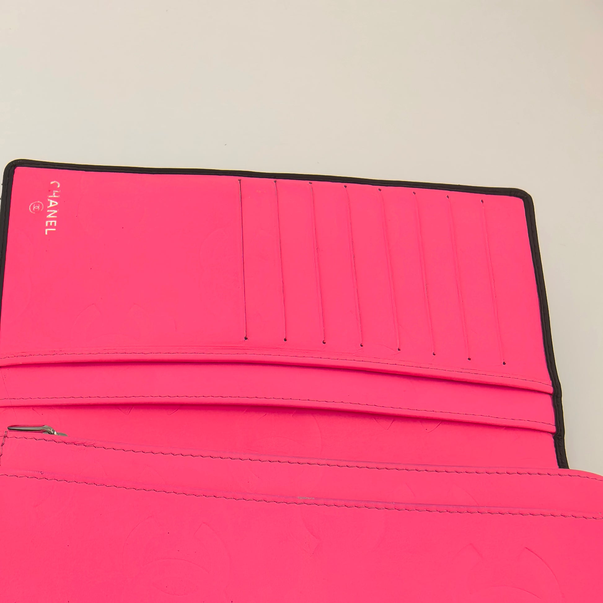 Chanel Wallet Purse Cambon line Black Pink Woman
