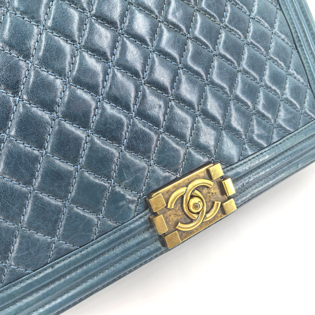 Chanel Blue Quilted XL Boy Bag