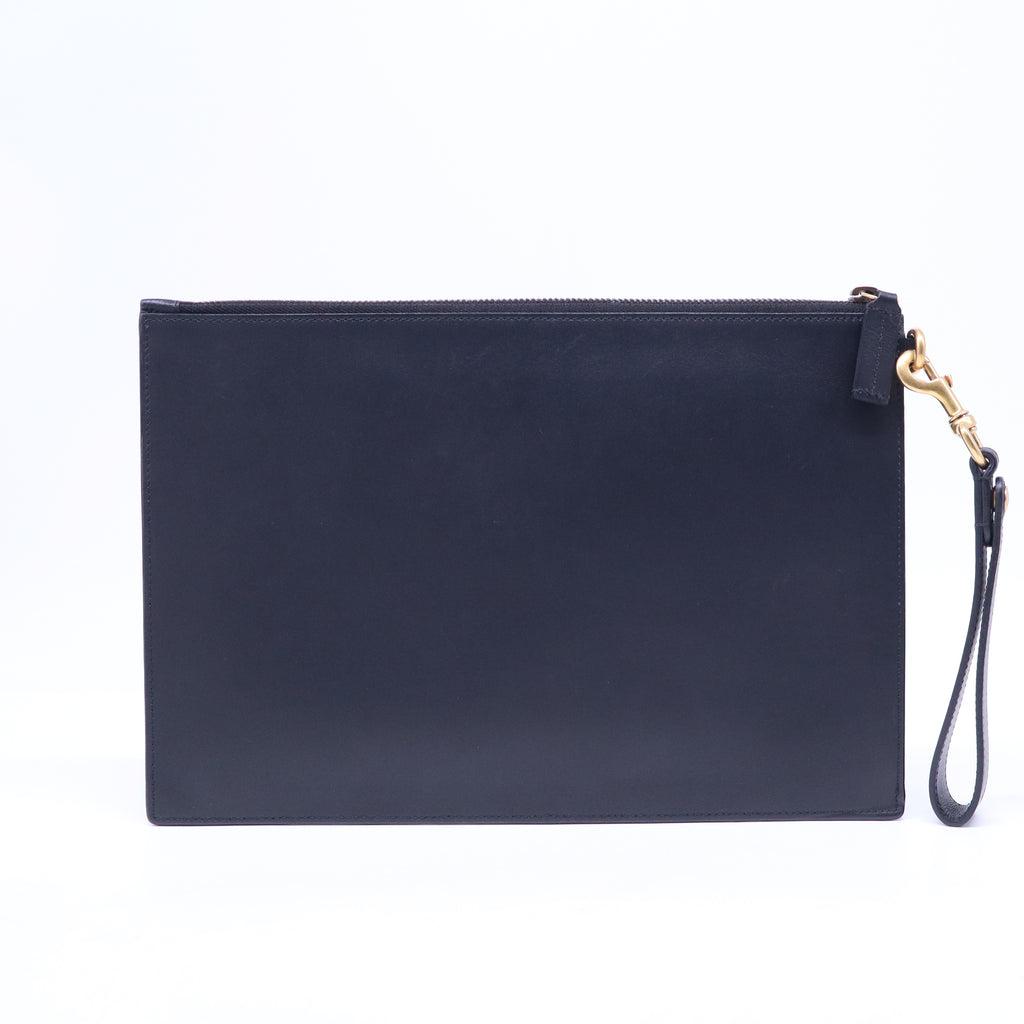 Black Leather Lions Head Clutch Bag W20999