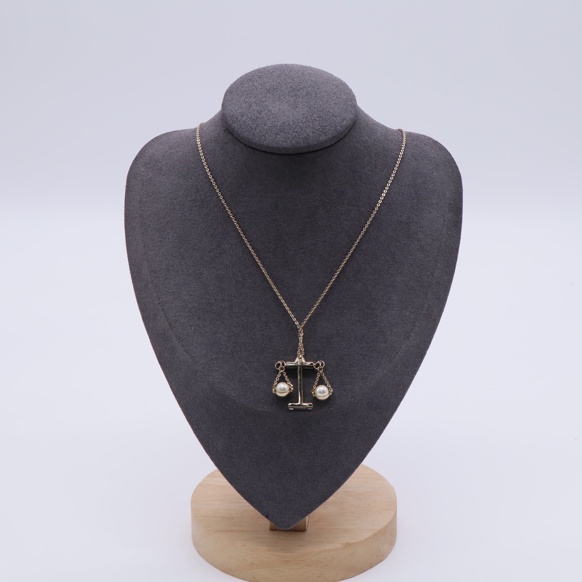 Dior Tell Me Dior Libra Faux Pear Gold Tone Pendant Necklace twins LDJ3245