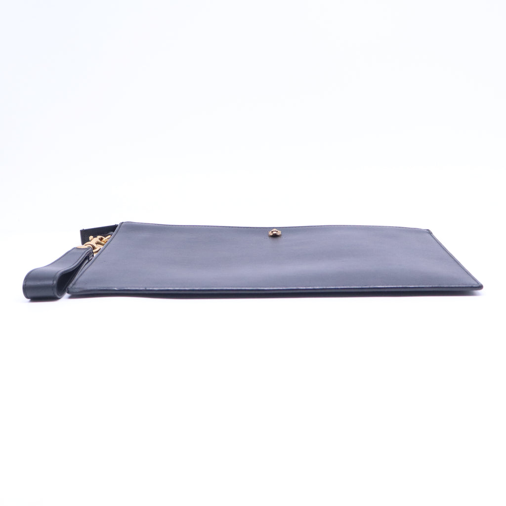 Black Leather Lions Head Clutch Bag W20999