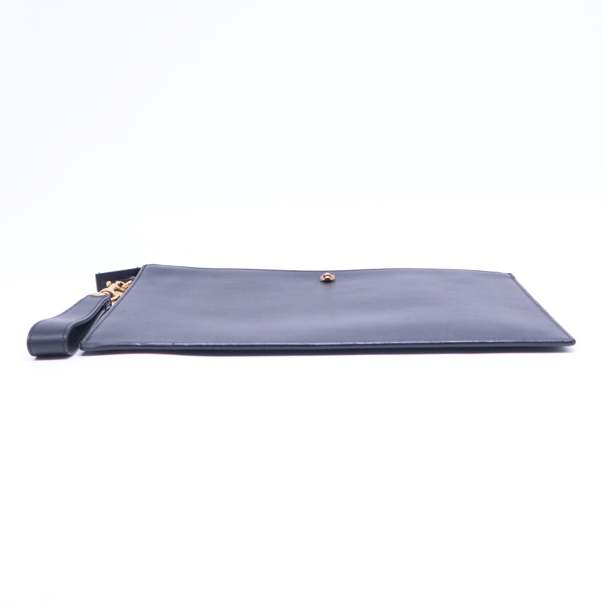 Black Leather Lions Head Clutch Bag W20999