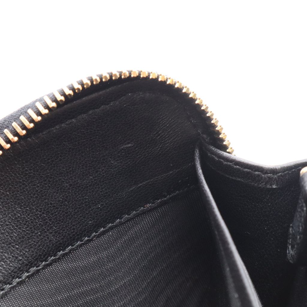Black Gaufre Nappa Leather Zip Wallet