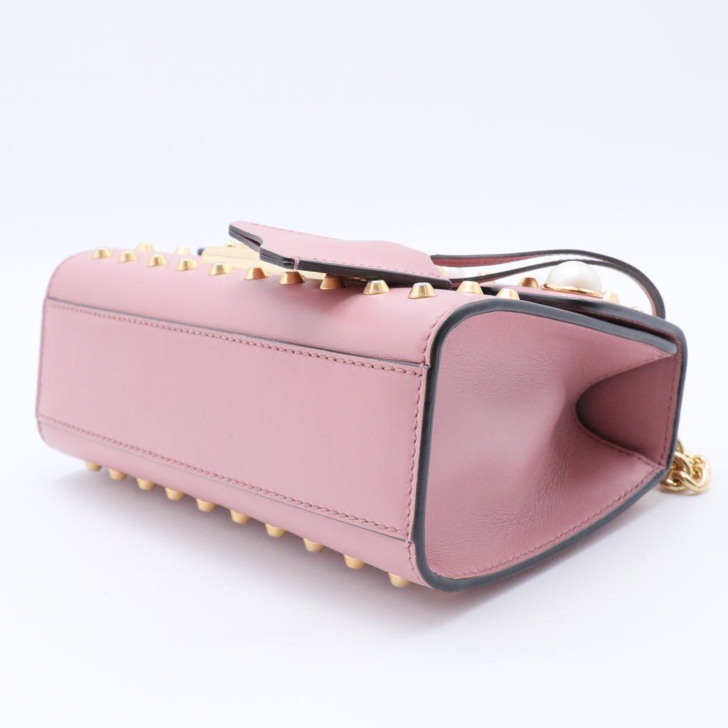 Pearly Padlock Shoulder Bag Studded Leather Small