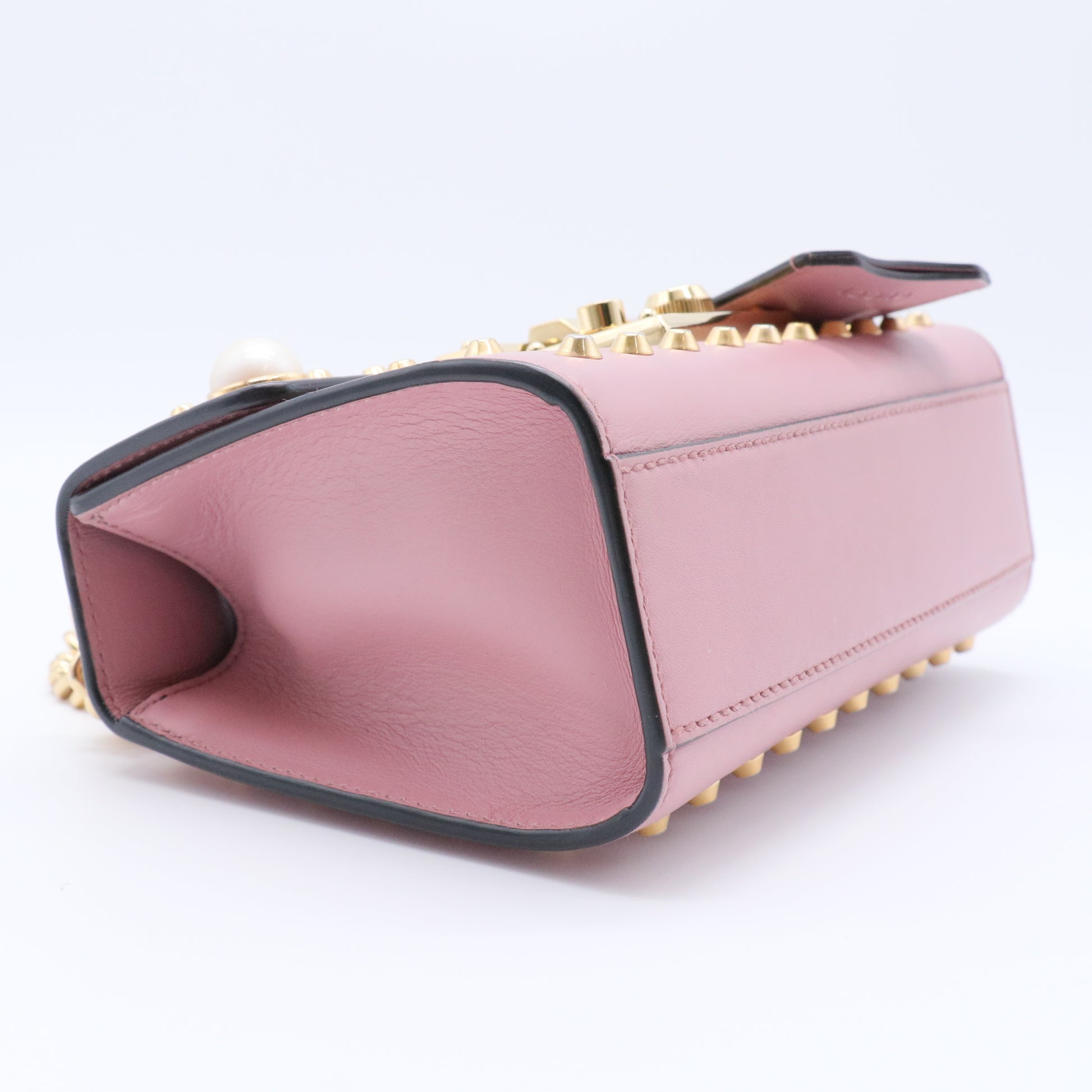 Pearly Padlock Shoulder Bag Studded Leather Small