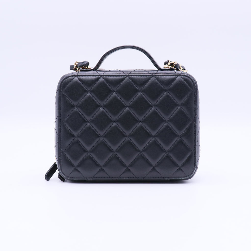 Golden Plate Vanity Case Quilted Metal and Lambskin Medium Twins LDJ3707