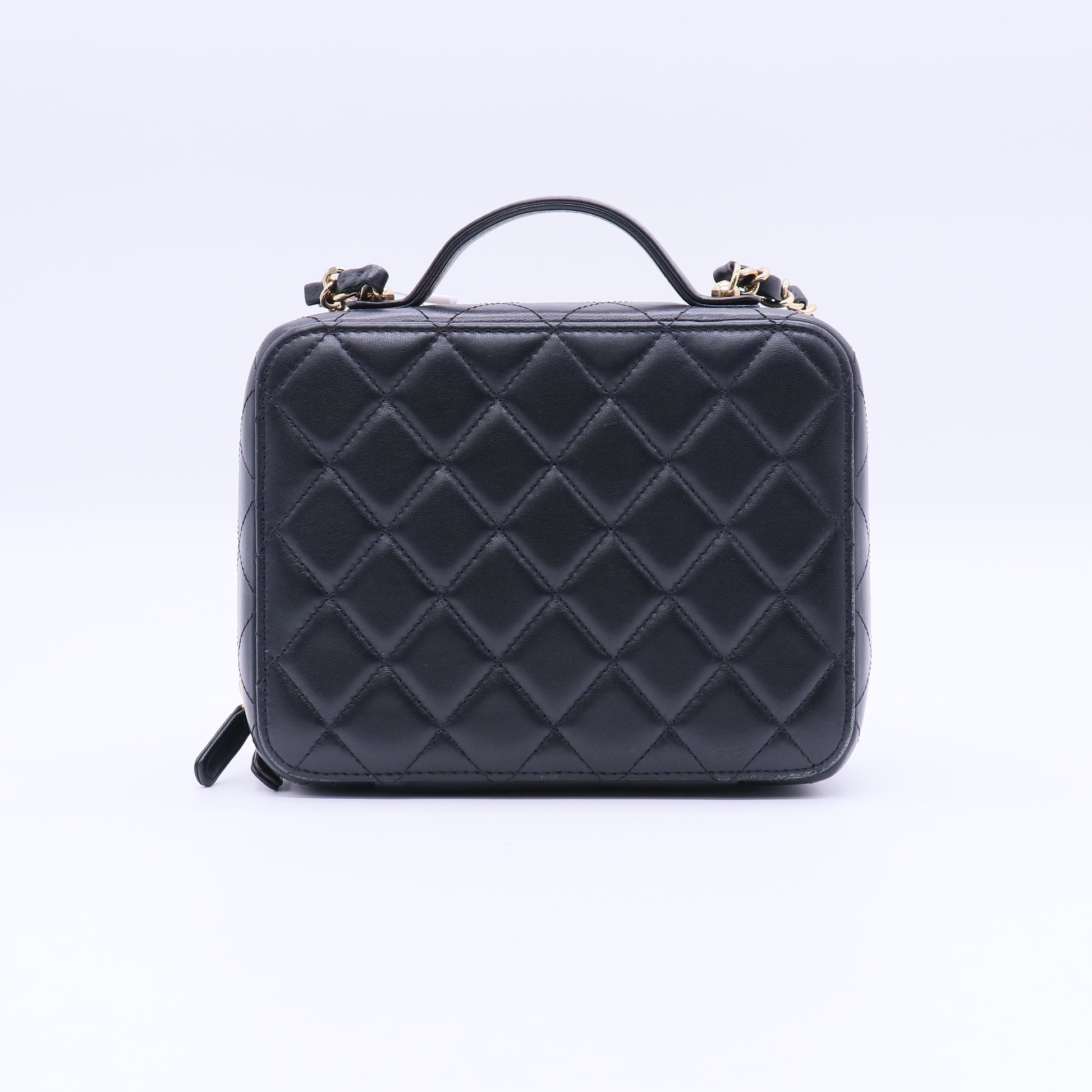 Golden Plate Vanity Case Quilted Metal and Lambskin Medium Twins LDJ3707