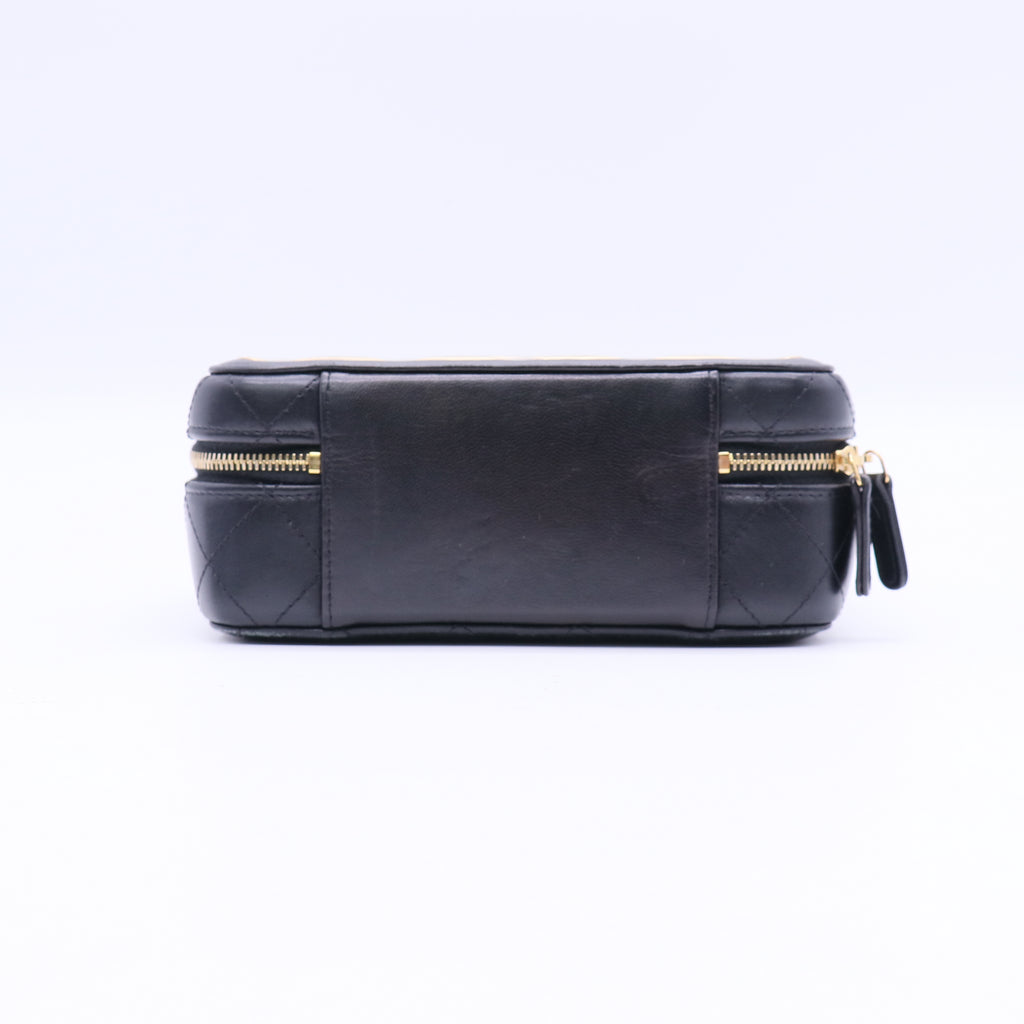 Golden Plate Vanity Case Quilted Metal and Lambskin Medium Twins LDJ3707